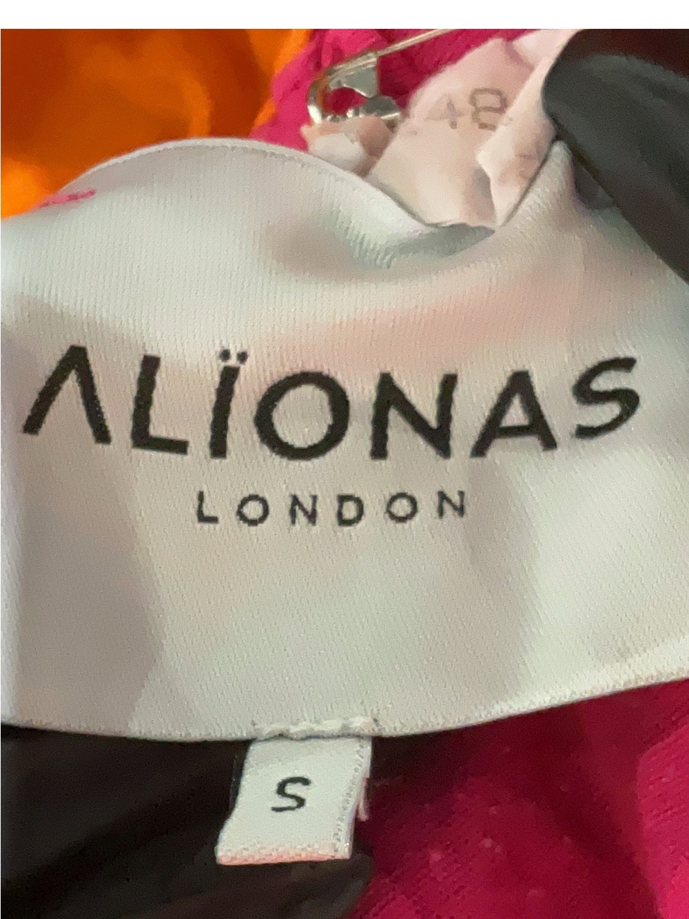 ALÏONAS London Vibrant Pink Orange Faux Button-Front Maxi Dress Ruffle Details S - Picture 5 of 10